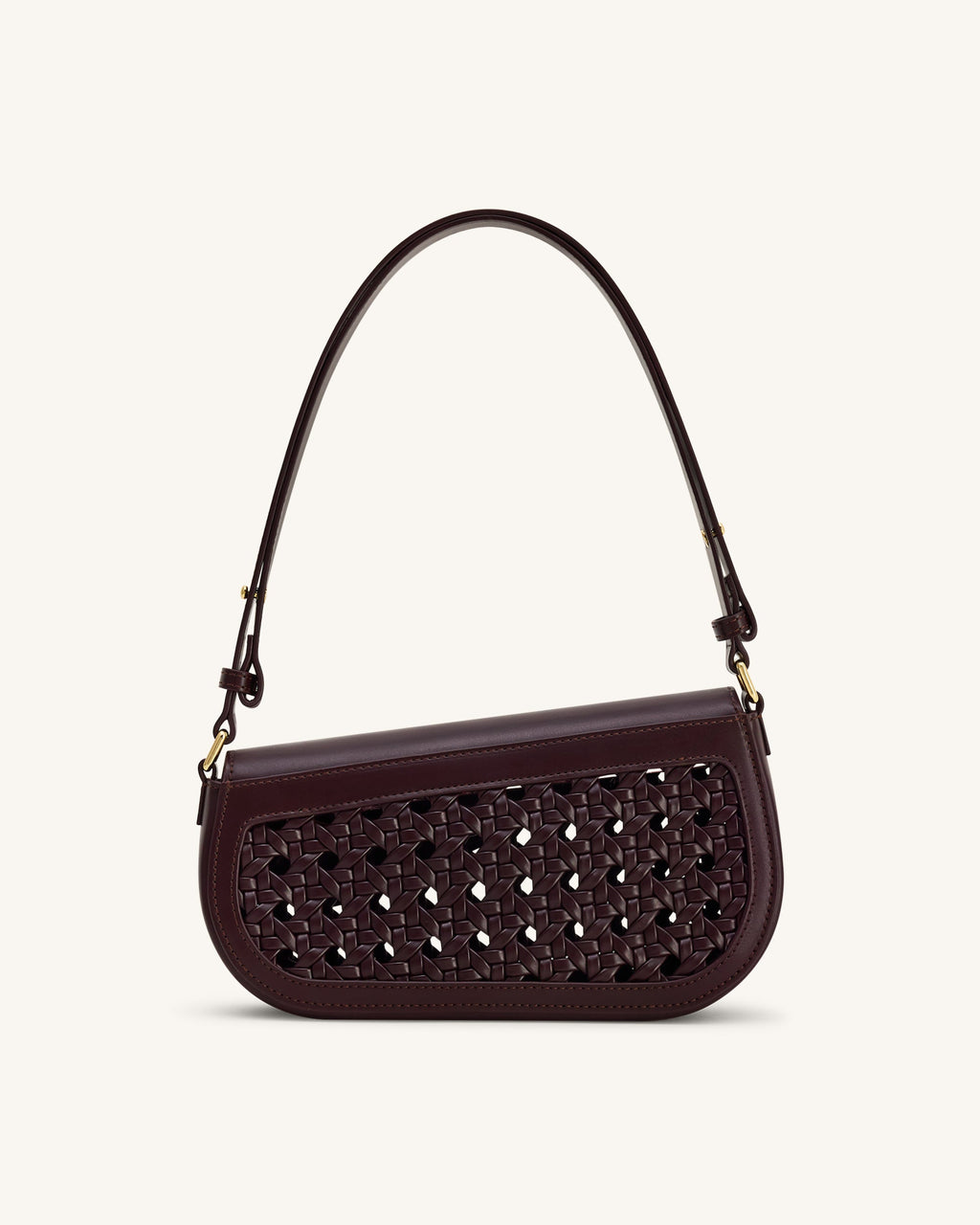 Addisyn Cutout Woven Shoulder Bag - Burgundy