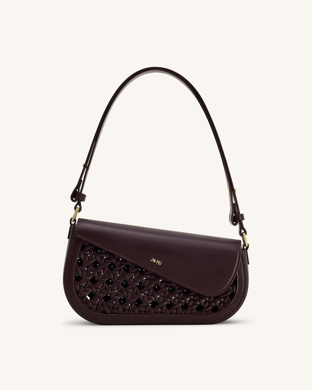 Addisyn Cutout Woven Shoulder Bag - Burgundy