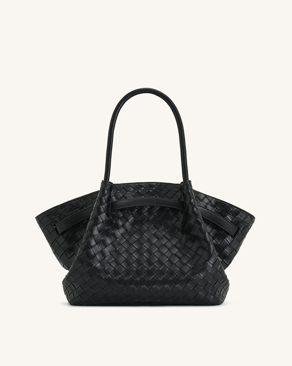 Hana Medium Weave Texture Tote Bag - Black