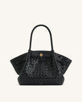 Hana Medium Weave Texture Tote Bag - Black
