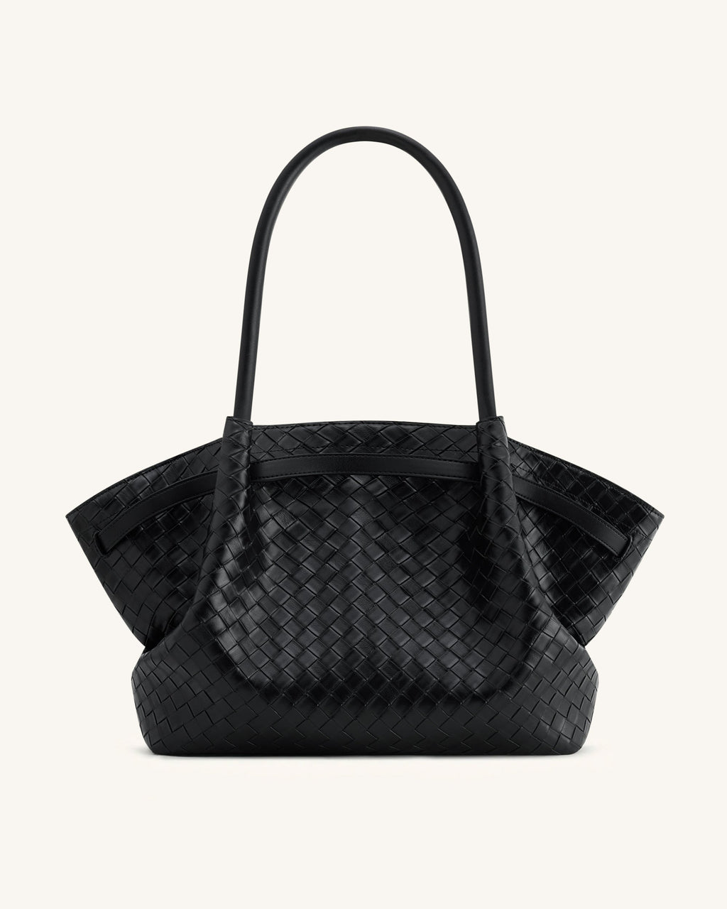 Hana Large Weave Texture Tote Bag - Black