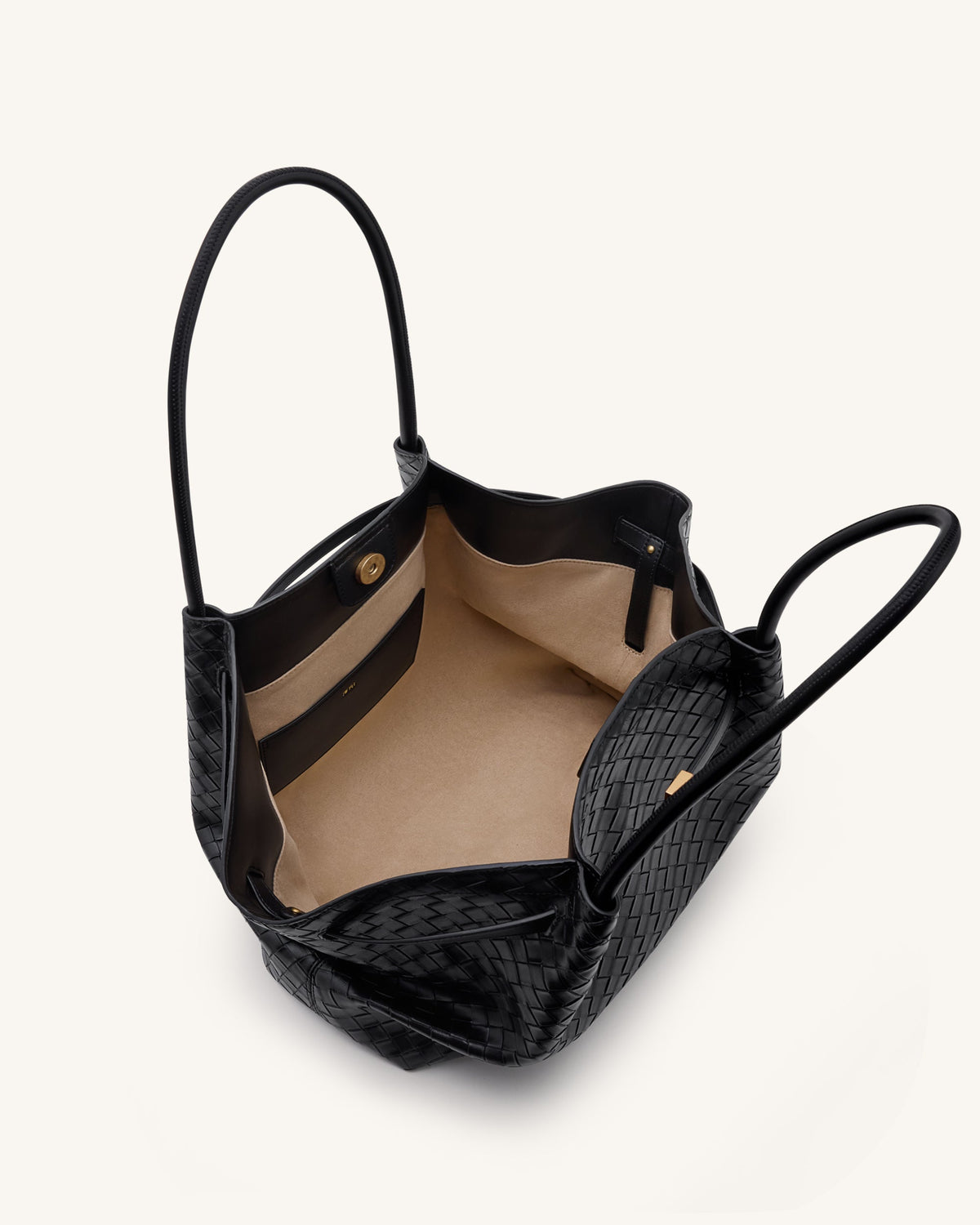 Hana Large Weave Texture Tote Bag - Black