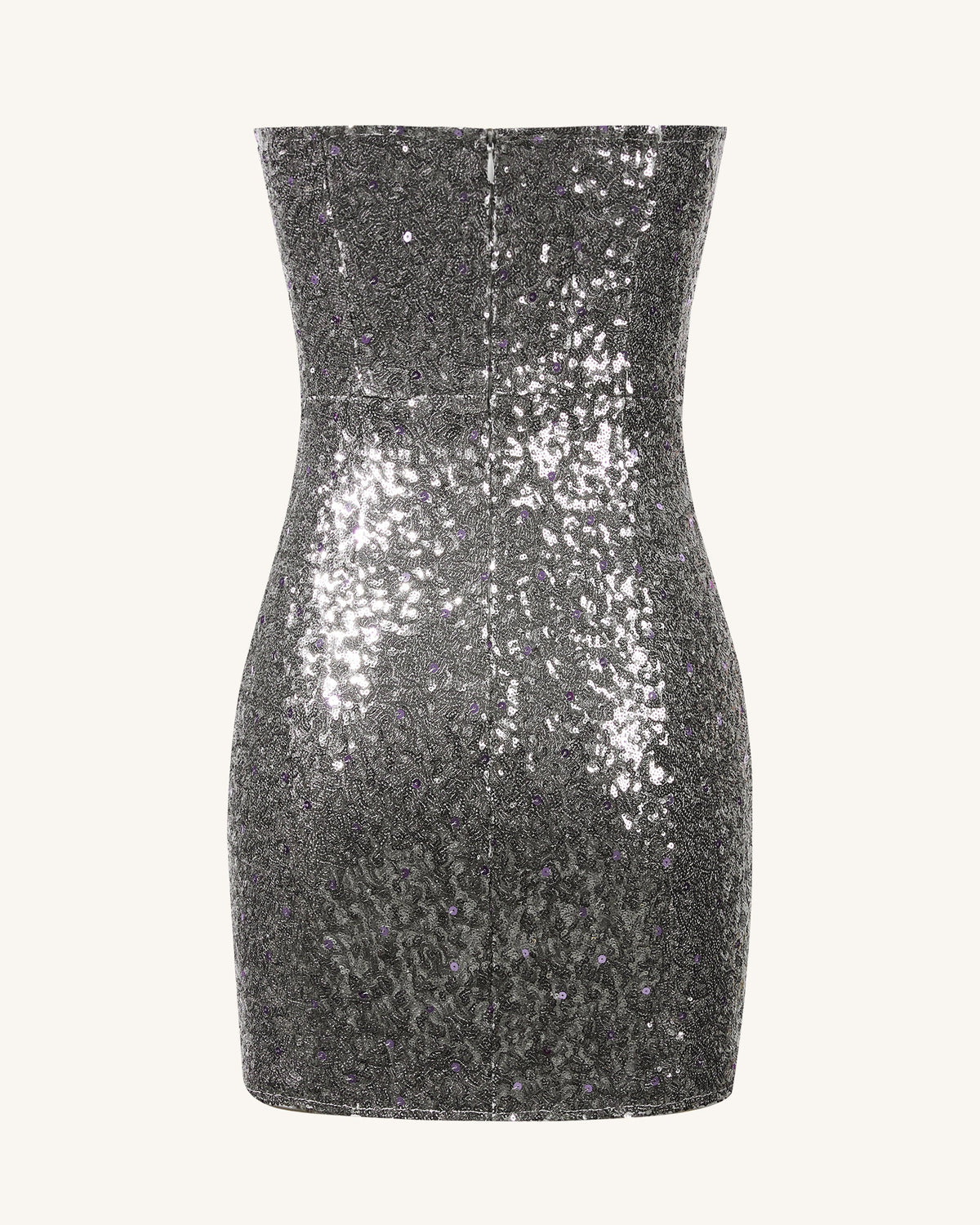 Brynlee Silver Sequinned Strapless Mini Dress-Silver