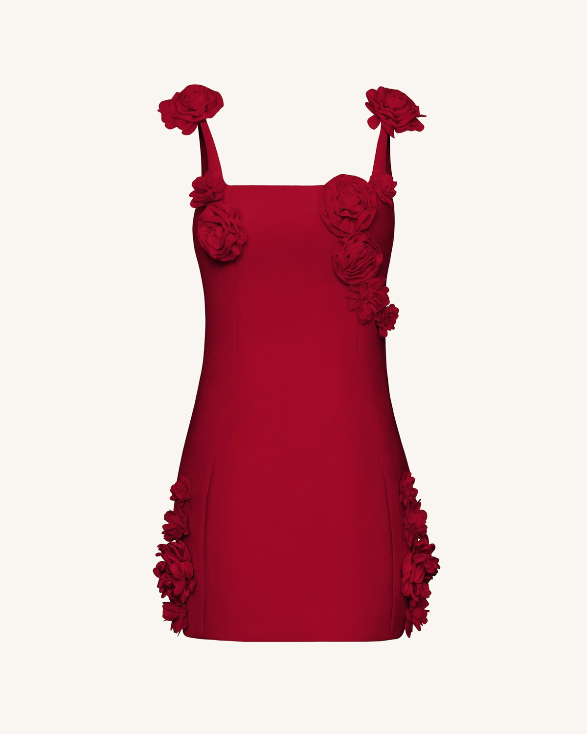Elaina Rosette Applique Mini Dress - Red