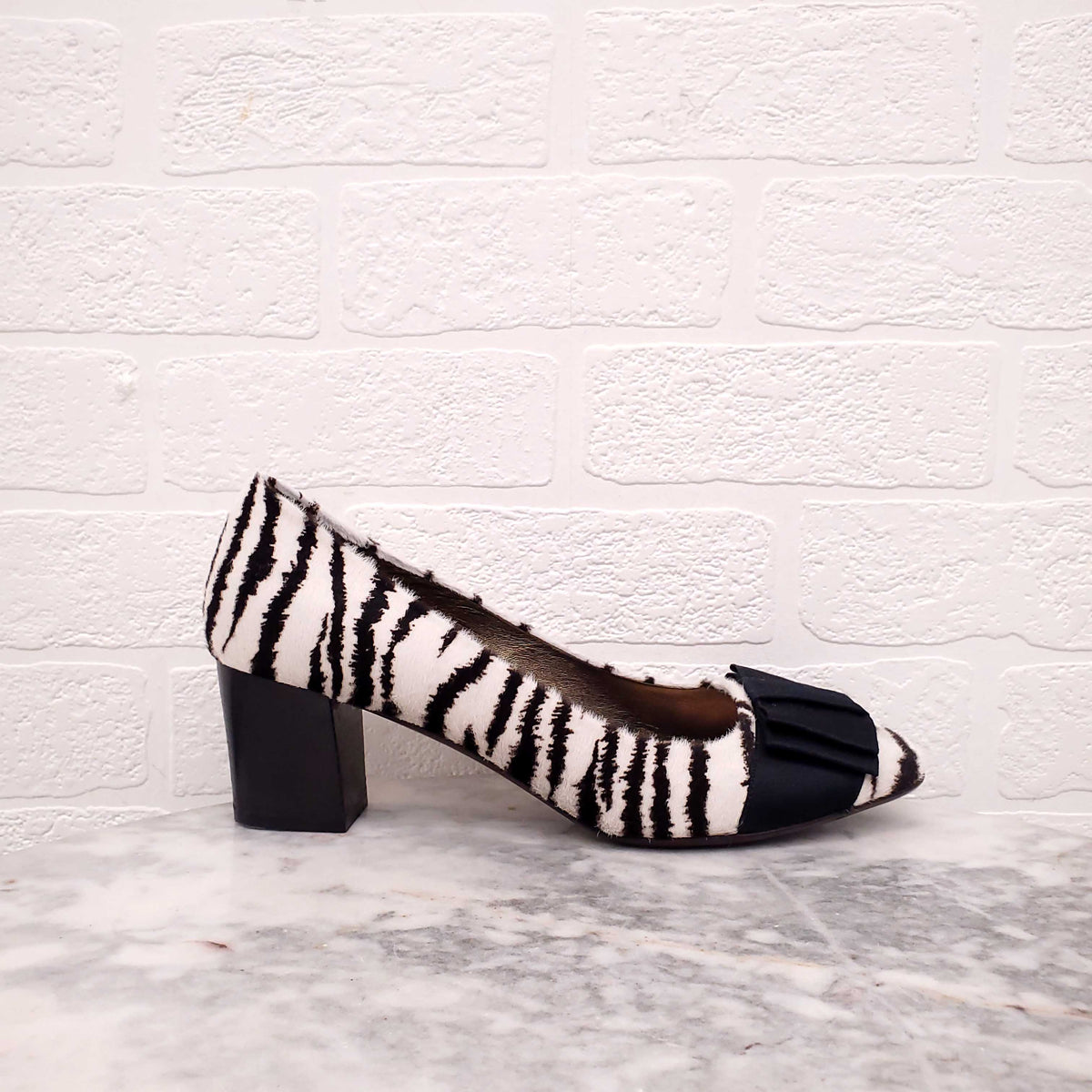 LANVIN PONY HAIR SQUARE TOE HEELS - SIZE 40