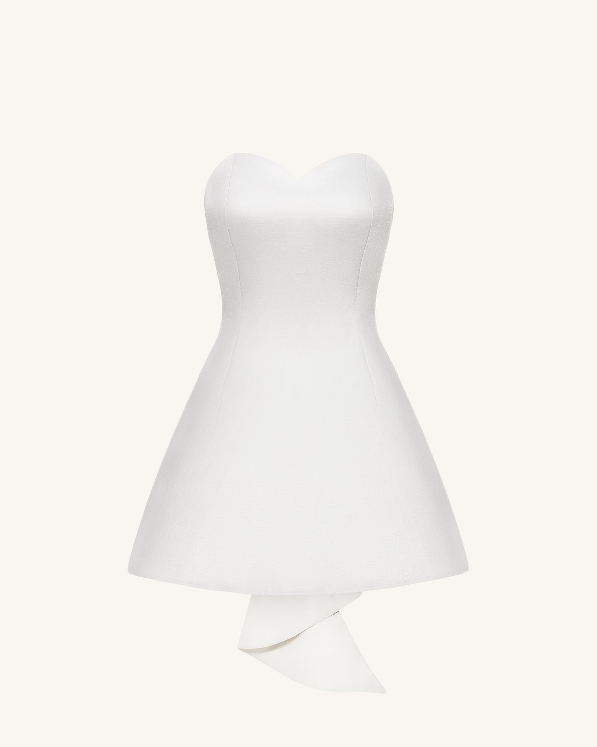 Satin Strapless Bow-Back Mini Dress - White