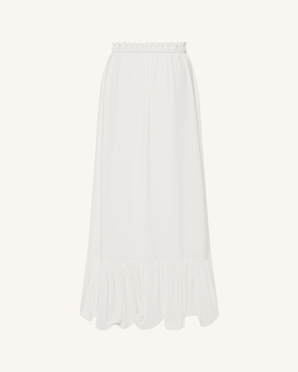 Drawstring Chiffon Maxi Skirt - White