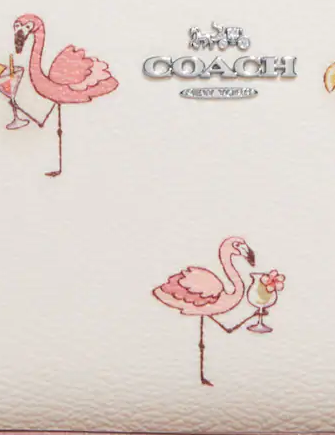 Coach Long Zip Around Wallet With Flamingo Print