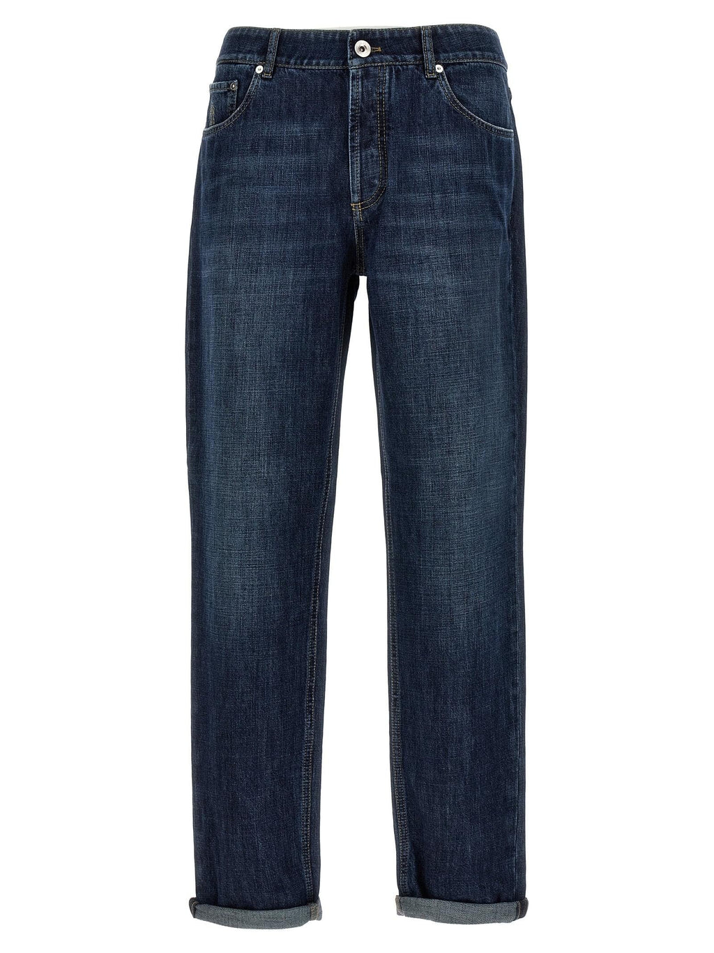 Brunello Cucinelli Men Logo Embroidery Jeans