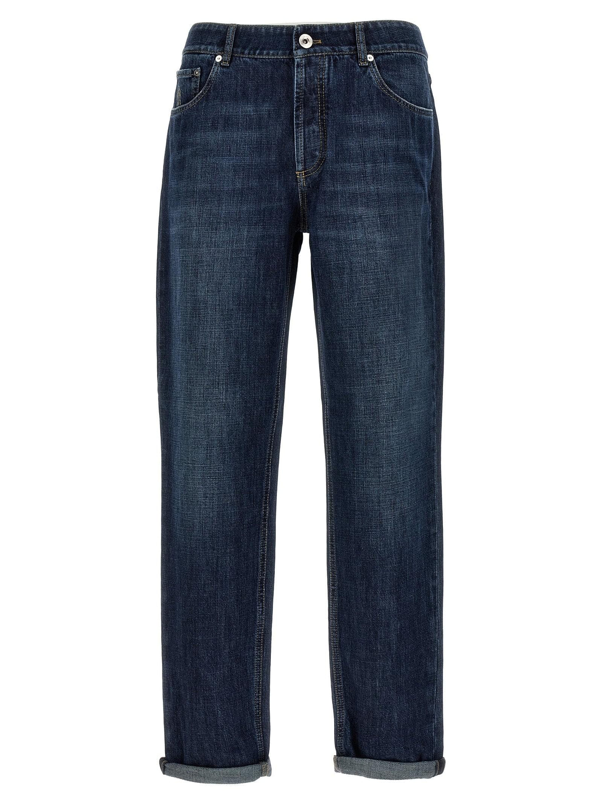 Brunello Cucinelli Men Logo Embroidery Jeans