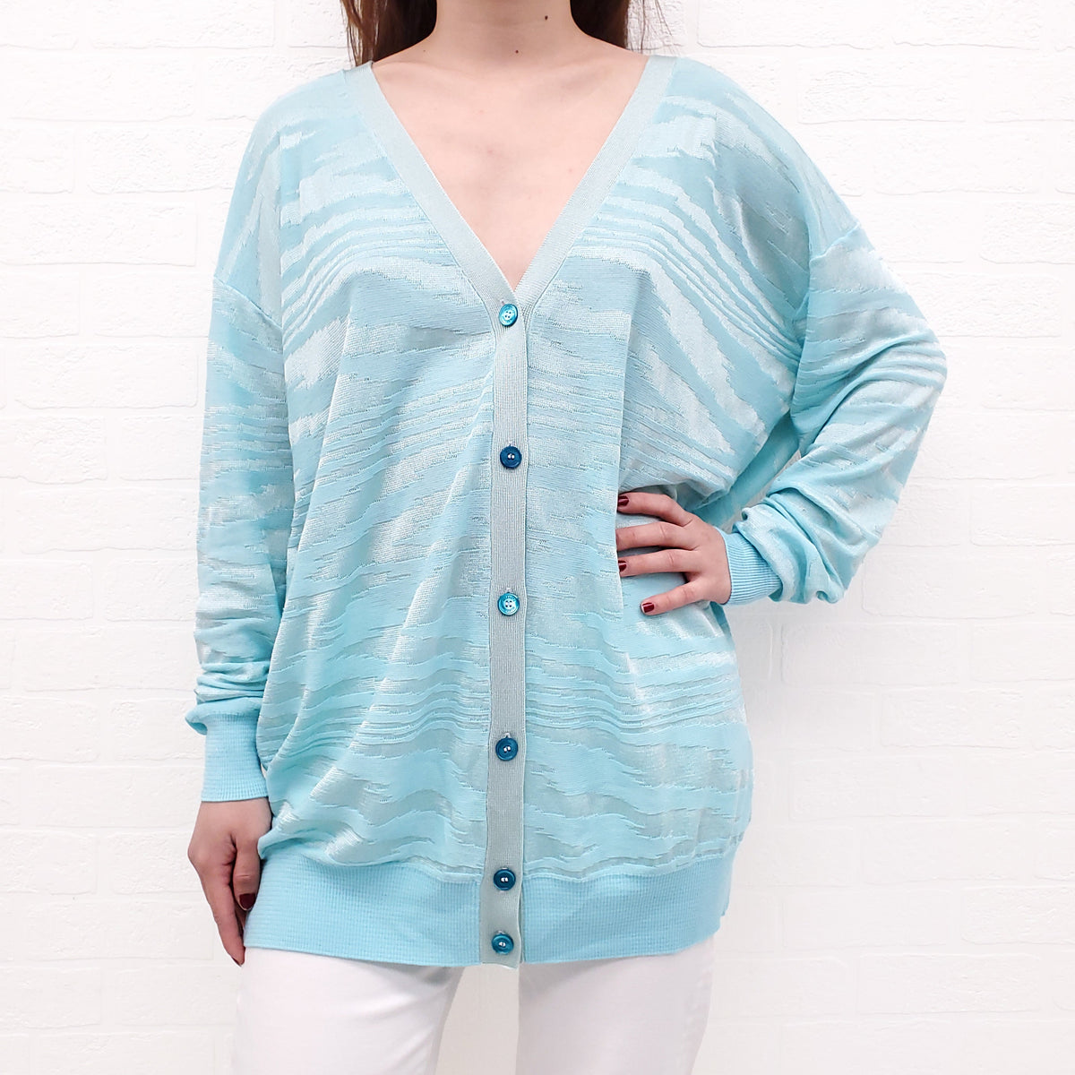 MISSONI AQUA KNIT SUMMER CARDIGAN - SIZE S