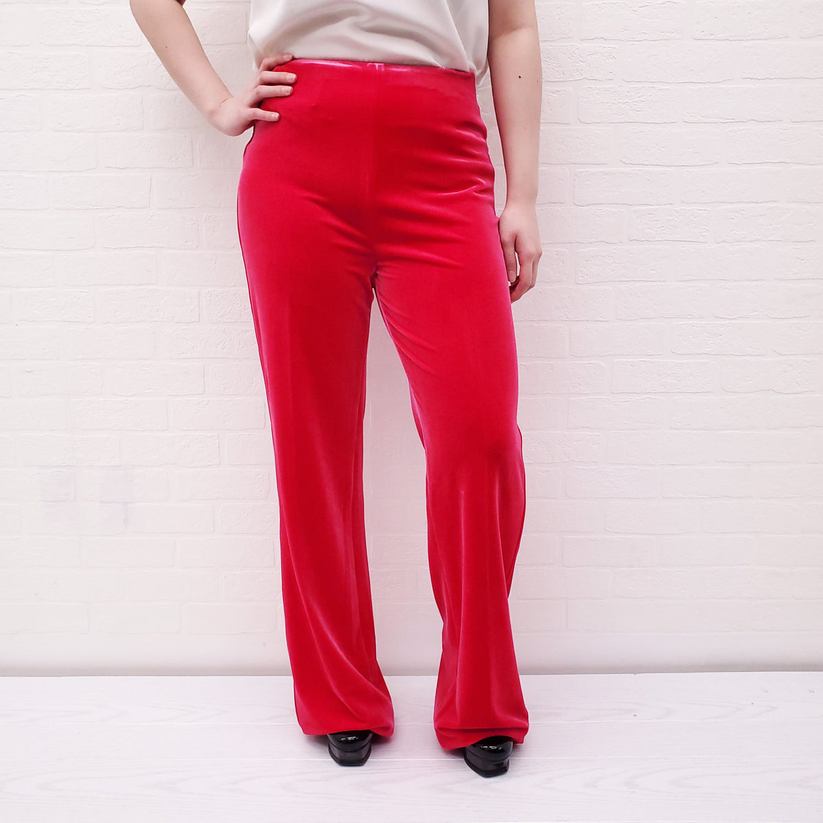 MIU MIU PINK VELVET TROUSERS - SIZE 42