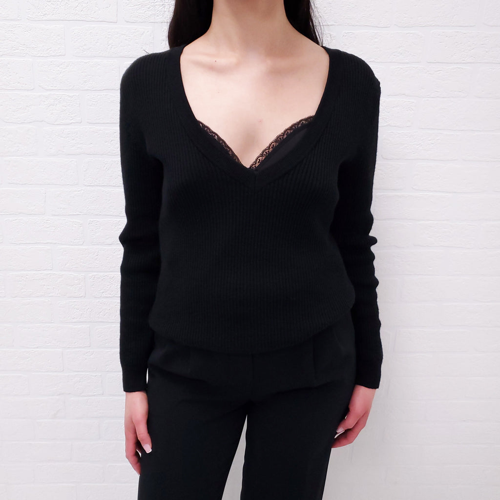 MOSCHINO BLACK LAYERED BUBBLE SWEATER - SIZE 36