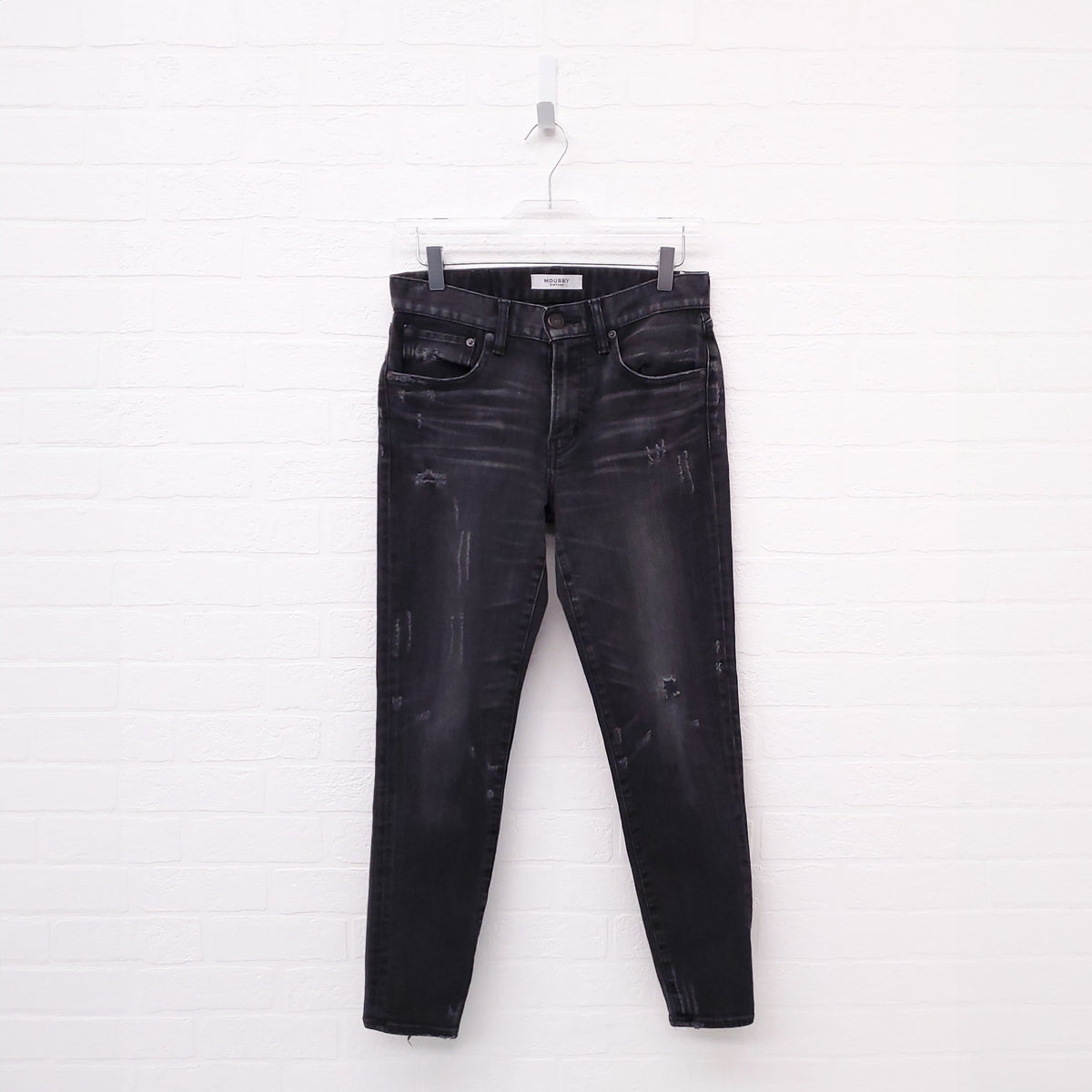 MOUSSY DISTRESSED DARK GREY DISTRESSED JEANS - SIZE 26