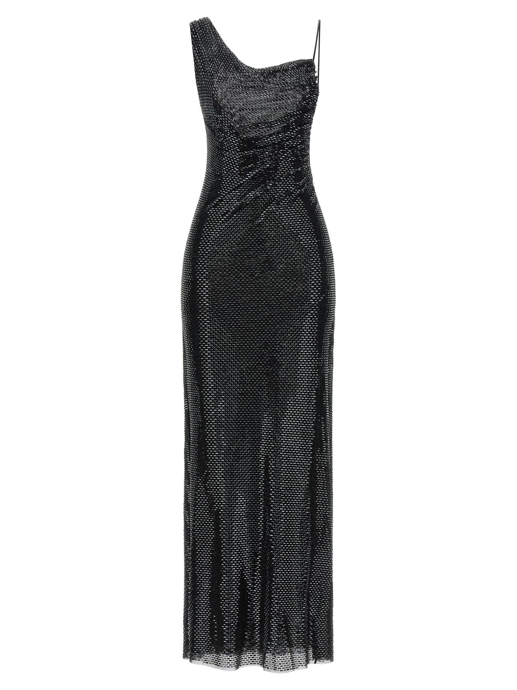 Self Portrait Women 'Black Rhinestone Draped Maxi' Dress