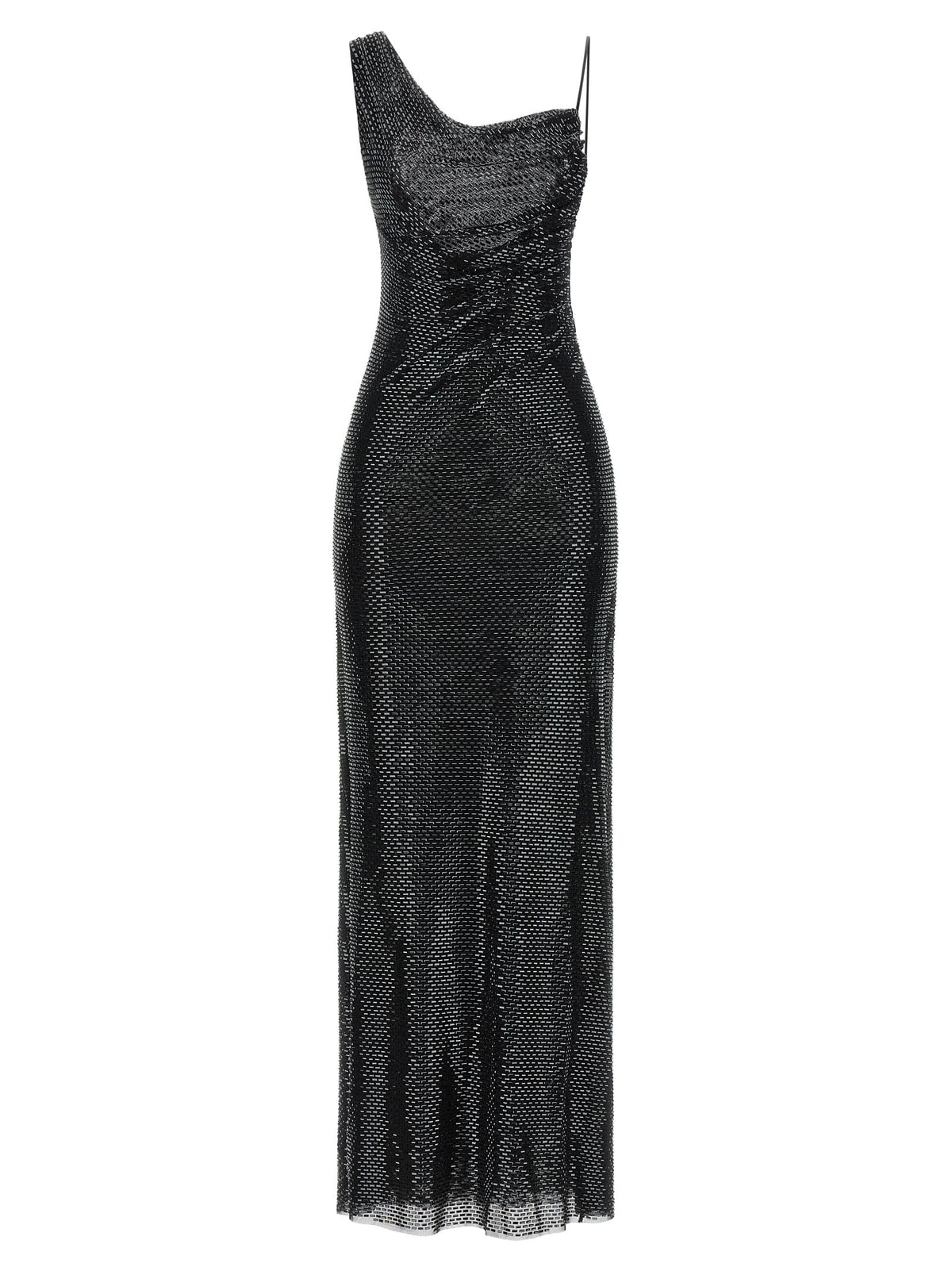 Self Portrait Women 'Black Rhinestone Draped Maxi' Dress