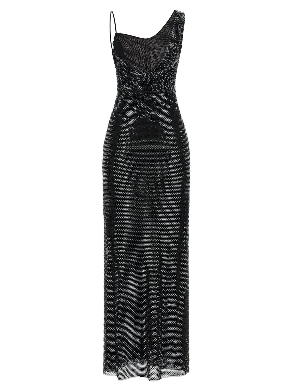 Self Portrait Women 'Black Rhinestone Draped Maxi' Dress