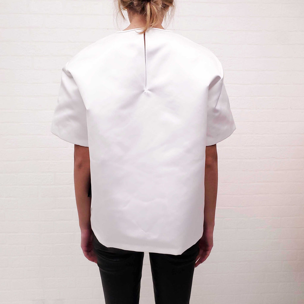 ROCHAS WHITE OVERSIZED SATIN BLOUSE - SIZE 46