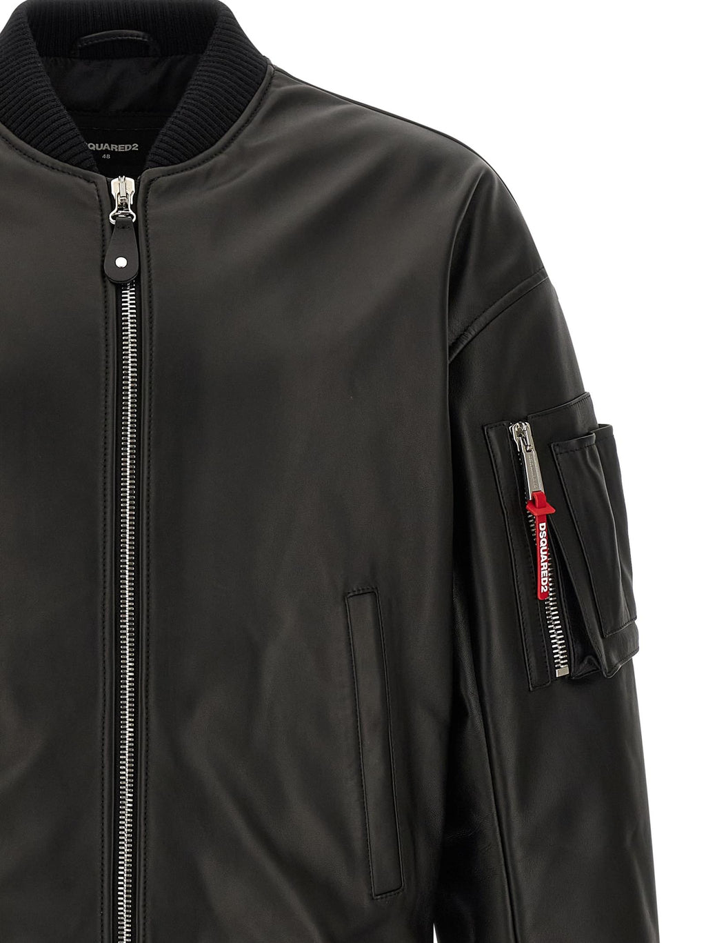 Dsquared2 Men Leather Bomber Jacket