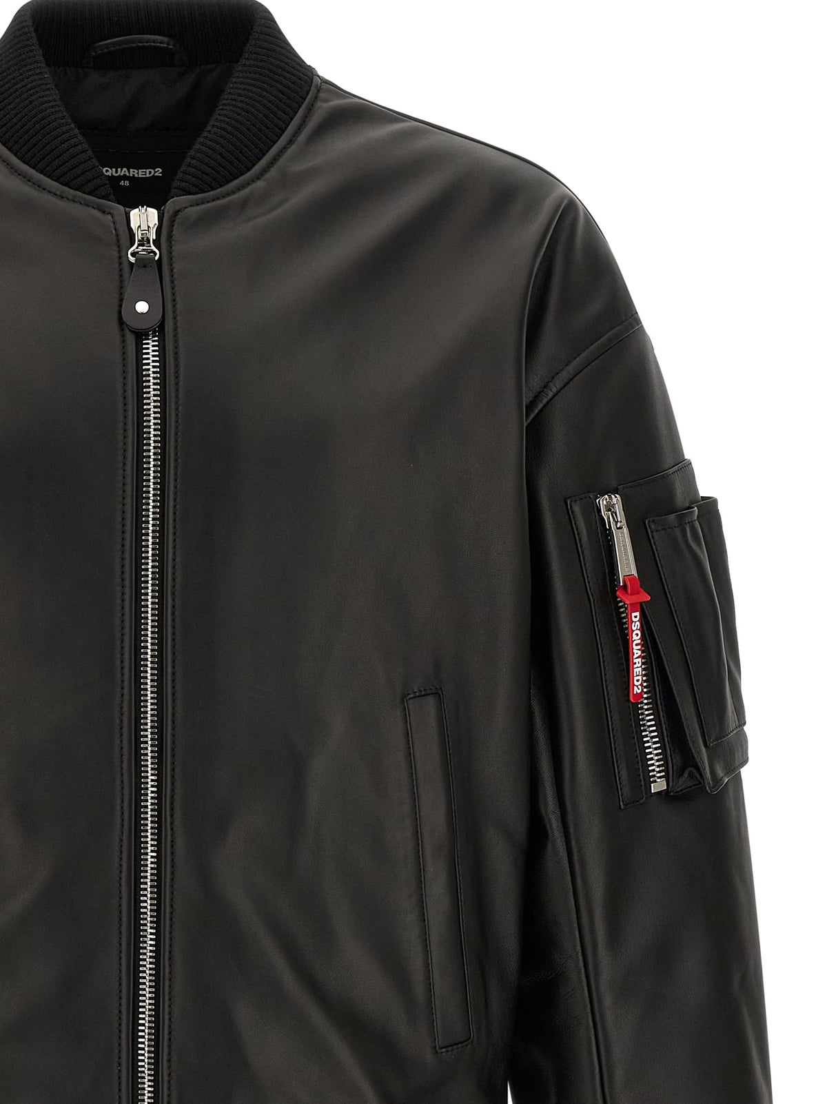 Dsquared2 Men Leather Bomber Jacket