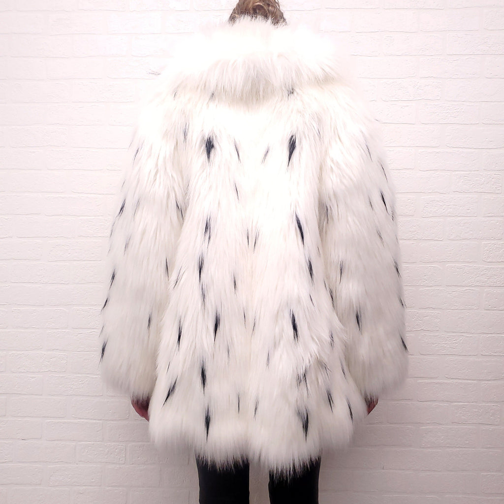 SAINT LAURENT LYNX SPOT FAUX FUR COAT - SIZE 36