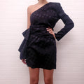 SAINT LAURENT ONE SHOULDER POLKA DOT DRESS - SIZE 42