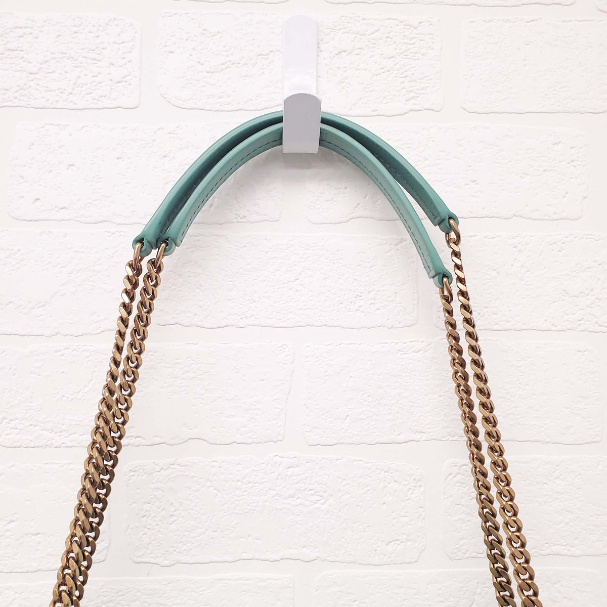 SAINT LAURENT SHEARLING MINT PUFFER BAG