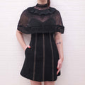 SELF-PORTRAIT BLACK DRESS WITH RUFFLE DETAIL - SIZE 2