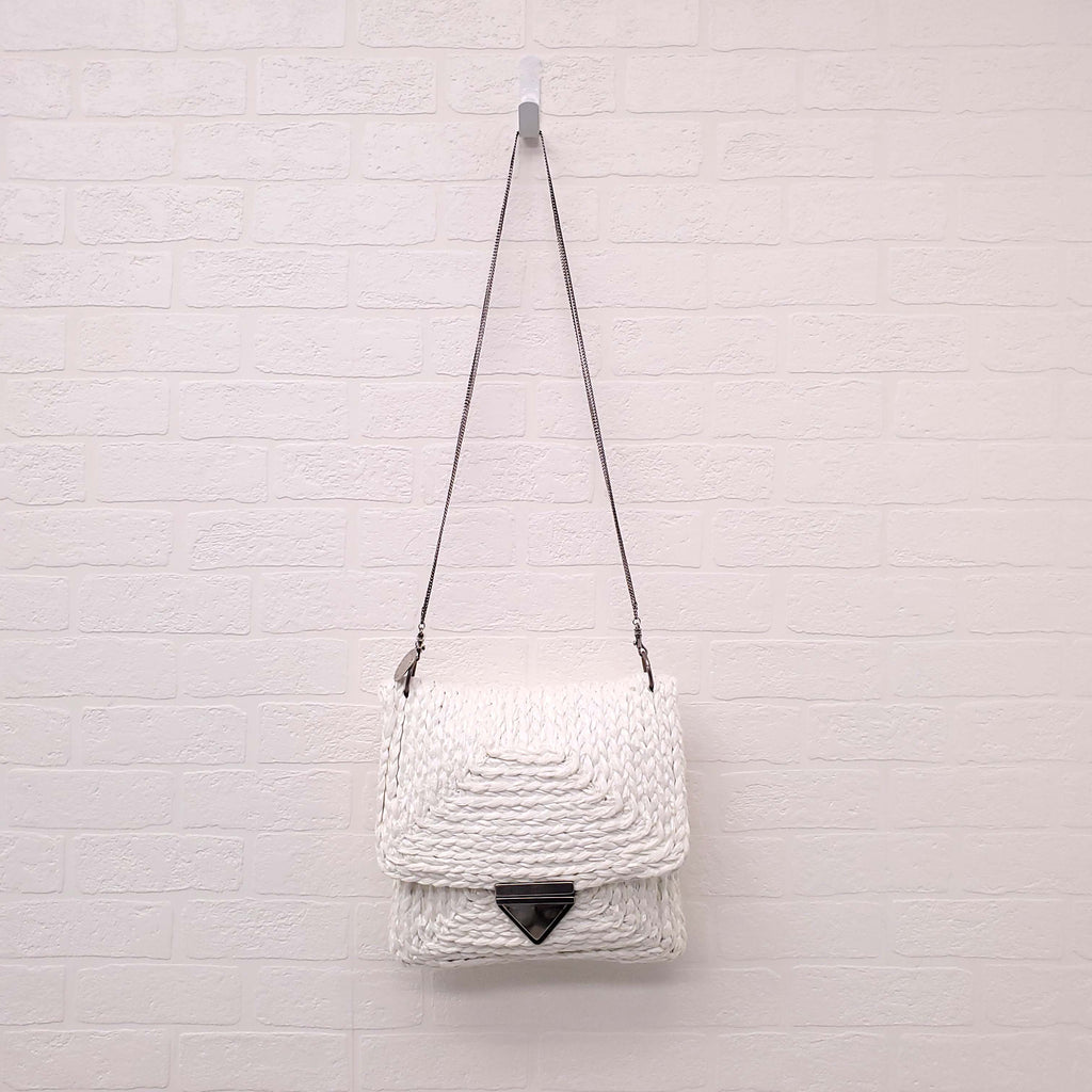 STELLA MCCARTNEY WHITE RAFFIA SHOULDER BAG