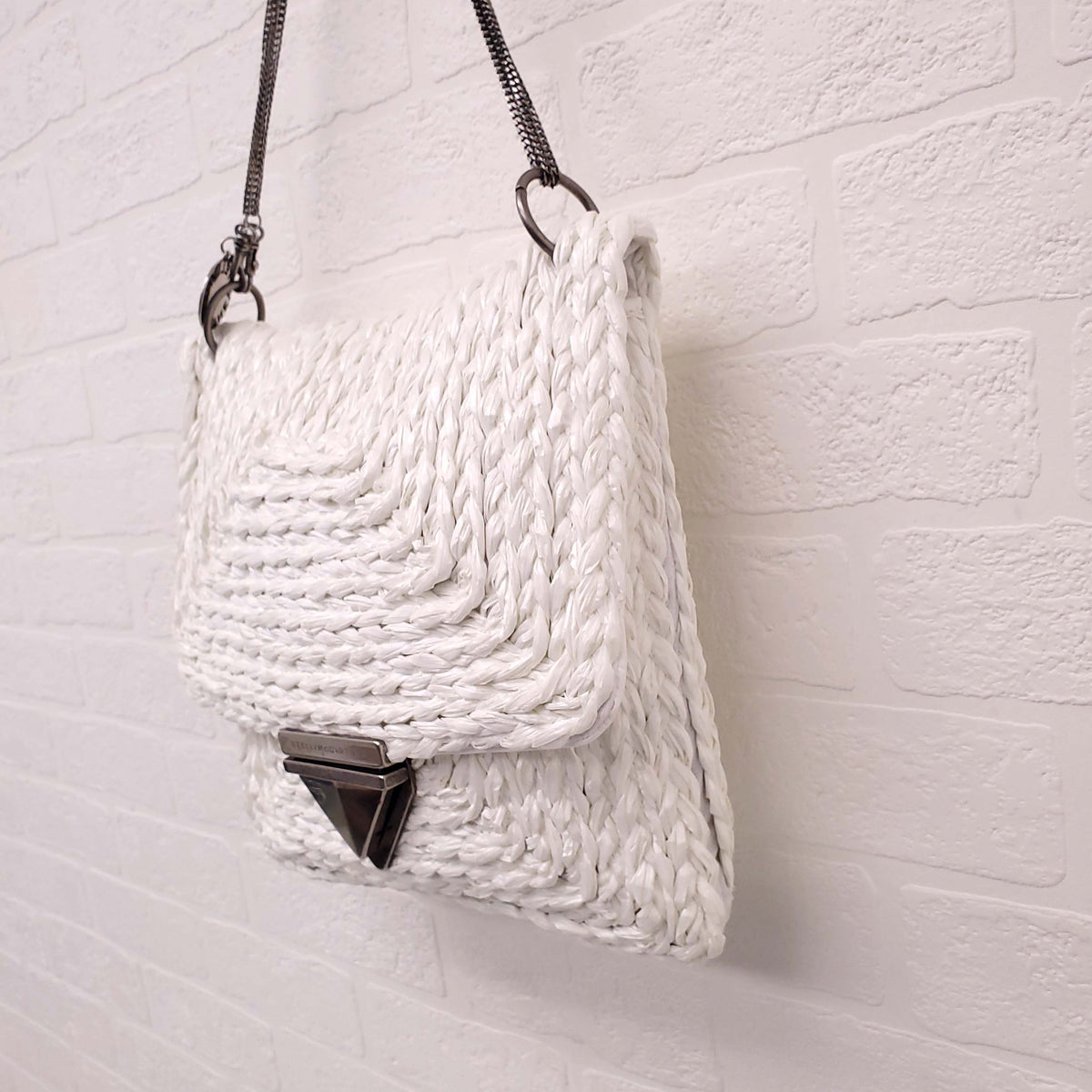 STELLA MCCARTNEY WHITE RAFFIA SHOULDER BAG