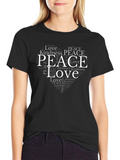 Peace & Love Heart T-Shirt - Black