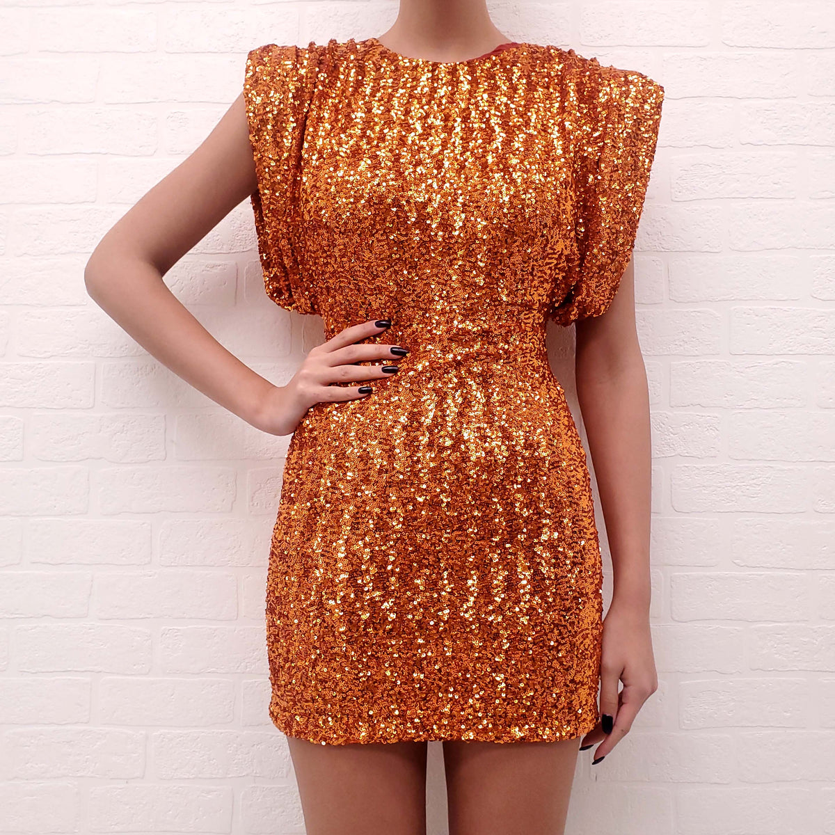 THE ATTICO ORANGE SEQUIN DRESS - SIZE 38