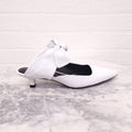 THE ROW WHITE LEATHER KITTEN HEEL WITH BOW - SIZE 35.5