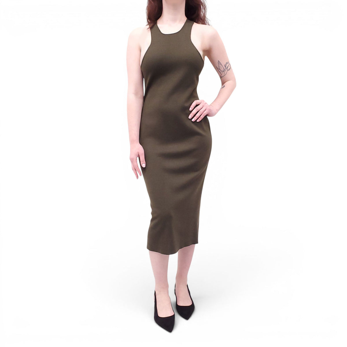 TOM FORD OLIVE GREEN KNIT DRESS - SIZE M