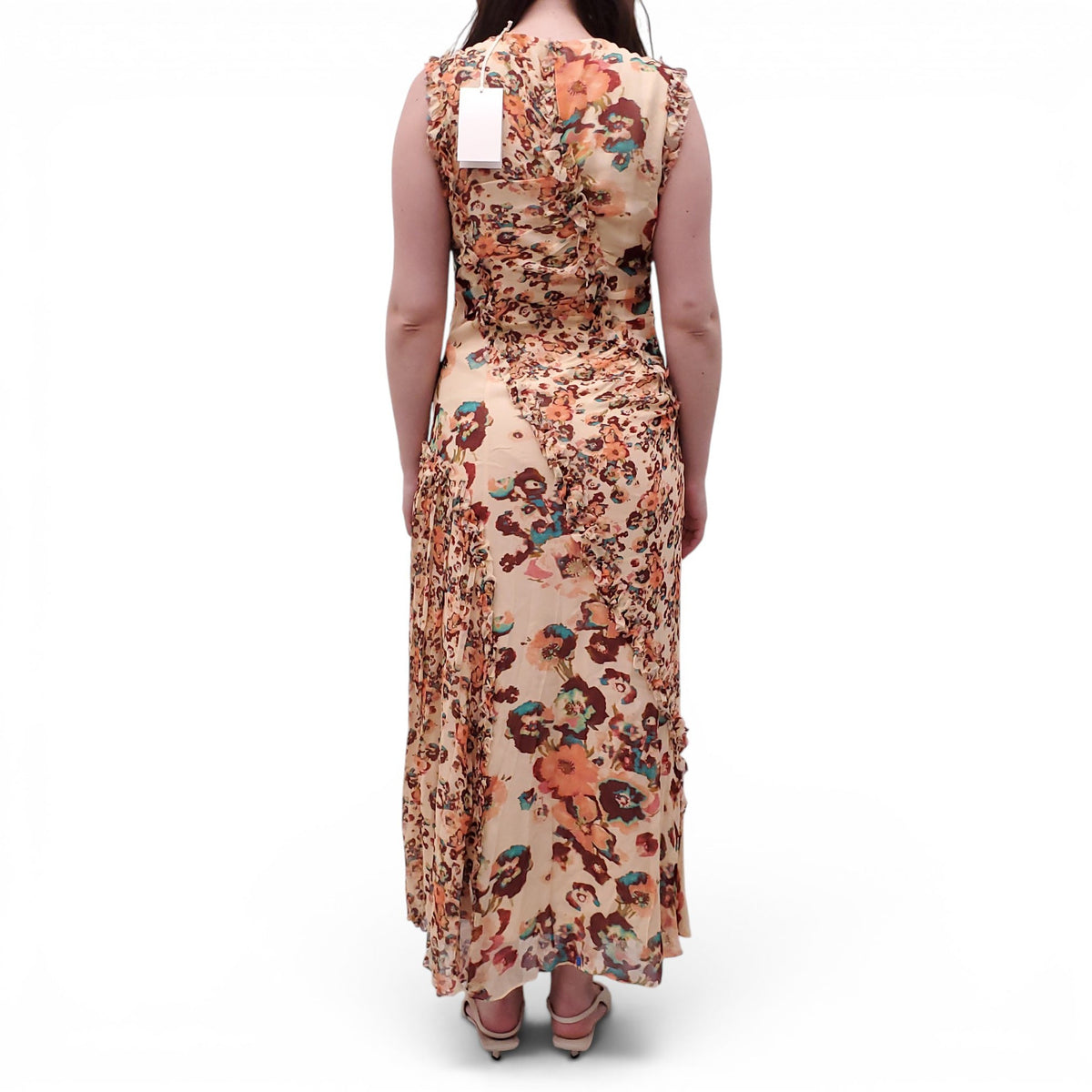 ULLA JOHNSON 'AVRELIE' SILK MIDI DRESS - SIZE 12