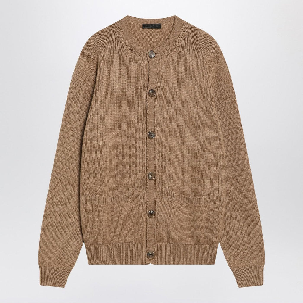 Prada Camel-Coloured Cardigan In Cashmere Men