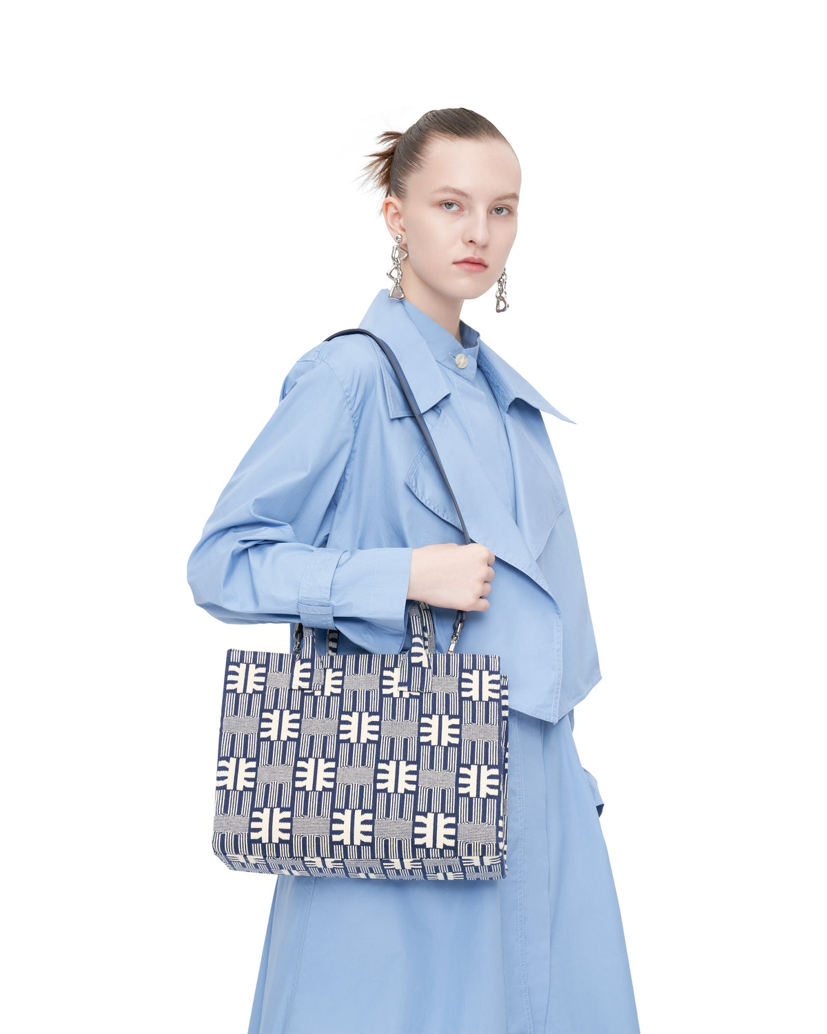 FEI Jacquard Knit Medium Tote Bag - Navy