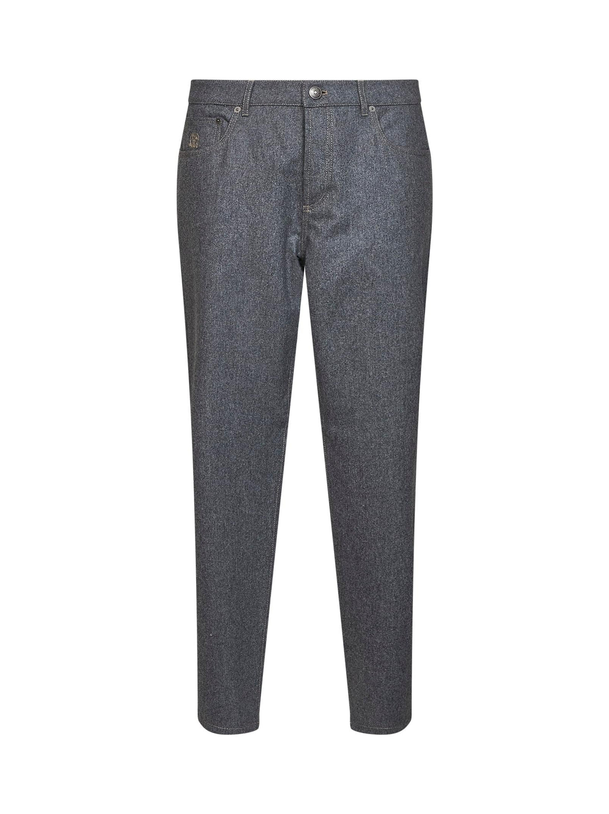 Brunello Cucinelli Men Medium Grey Virgin Wool Flannel Five-Pocket Trousers