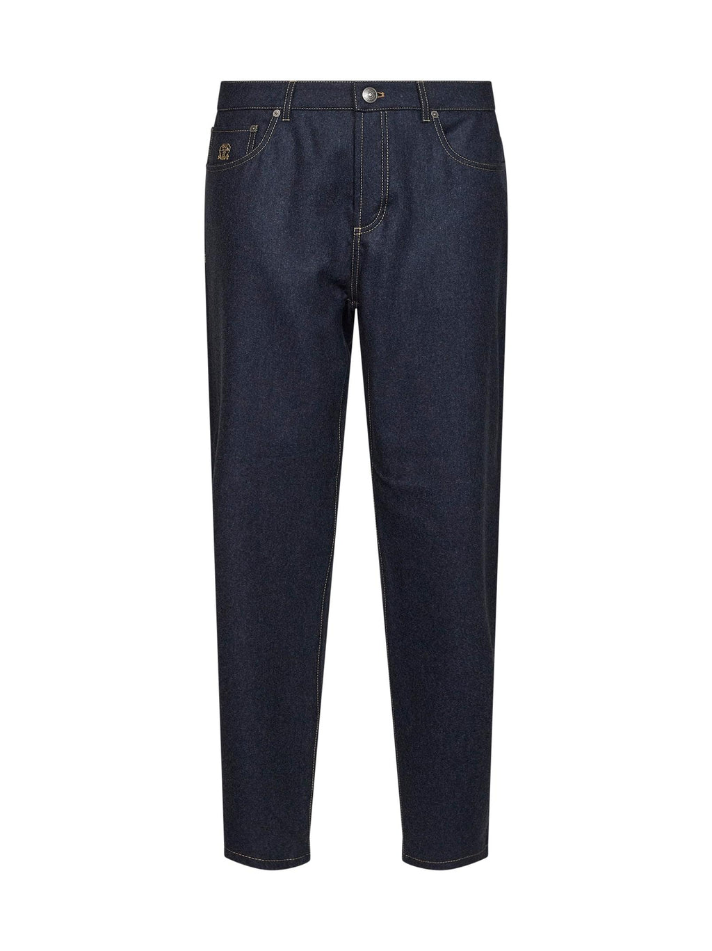 Brunello Cucinelli Men Blue Virgin Wool Flannel Five-Pocket Trousers