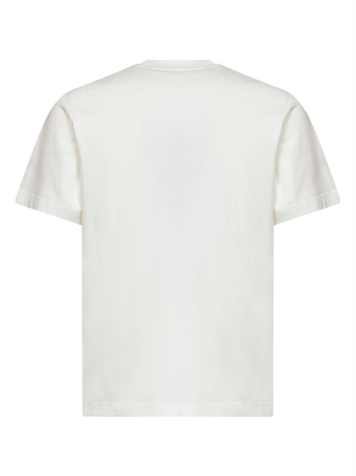 Burberry Men Chalk White Cotton T-Shirt With Knight Patch