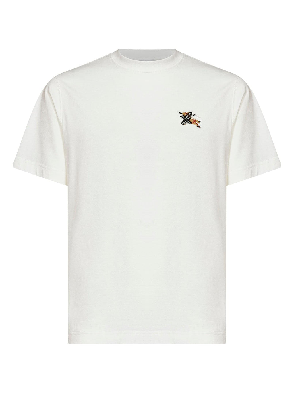 Burberry Men Chalk White Cotton T-Shirt With Knight Patch