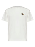 Burberry Men Chalk White Cotton T-Shirt With Knight Patch