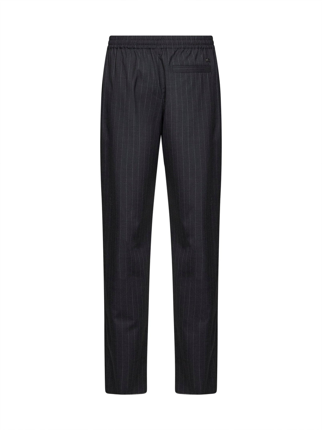 Burberry Men Iron Grey Pinstriped Wool Track Trousers