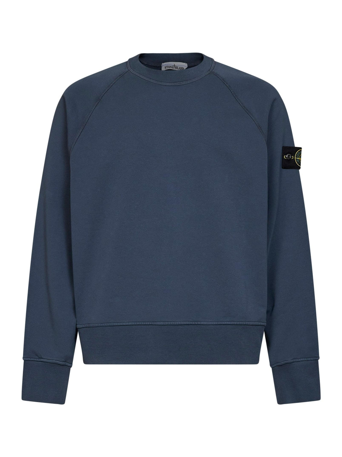 Stone Island Men Slate Blue Cotton Crewneck Sweatshirt
