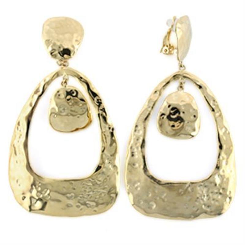Gold Brass Earrings with No Stone
