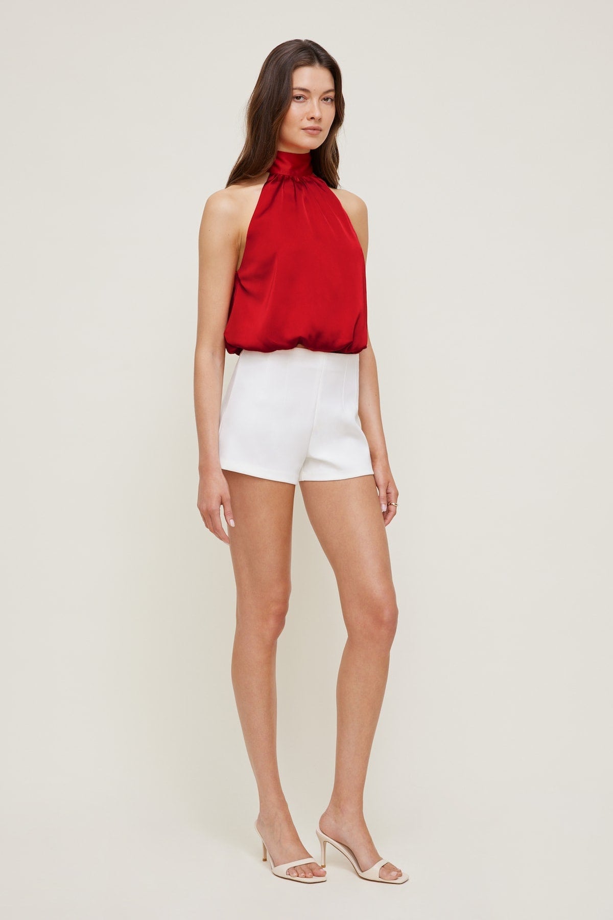 Paloma Bubble Satin Halter Blouse