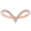 1/4Ct Diamond V Shape Ring Contour Stackable Band in White, Yellow, or Rose Gold