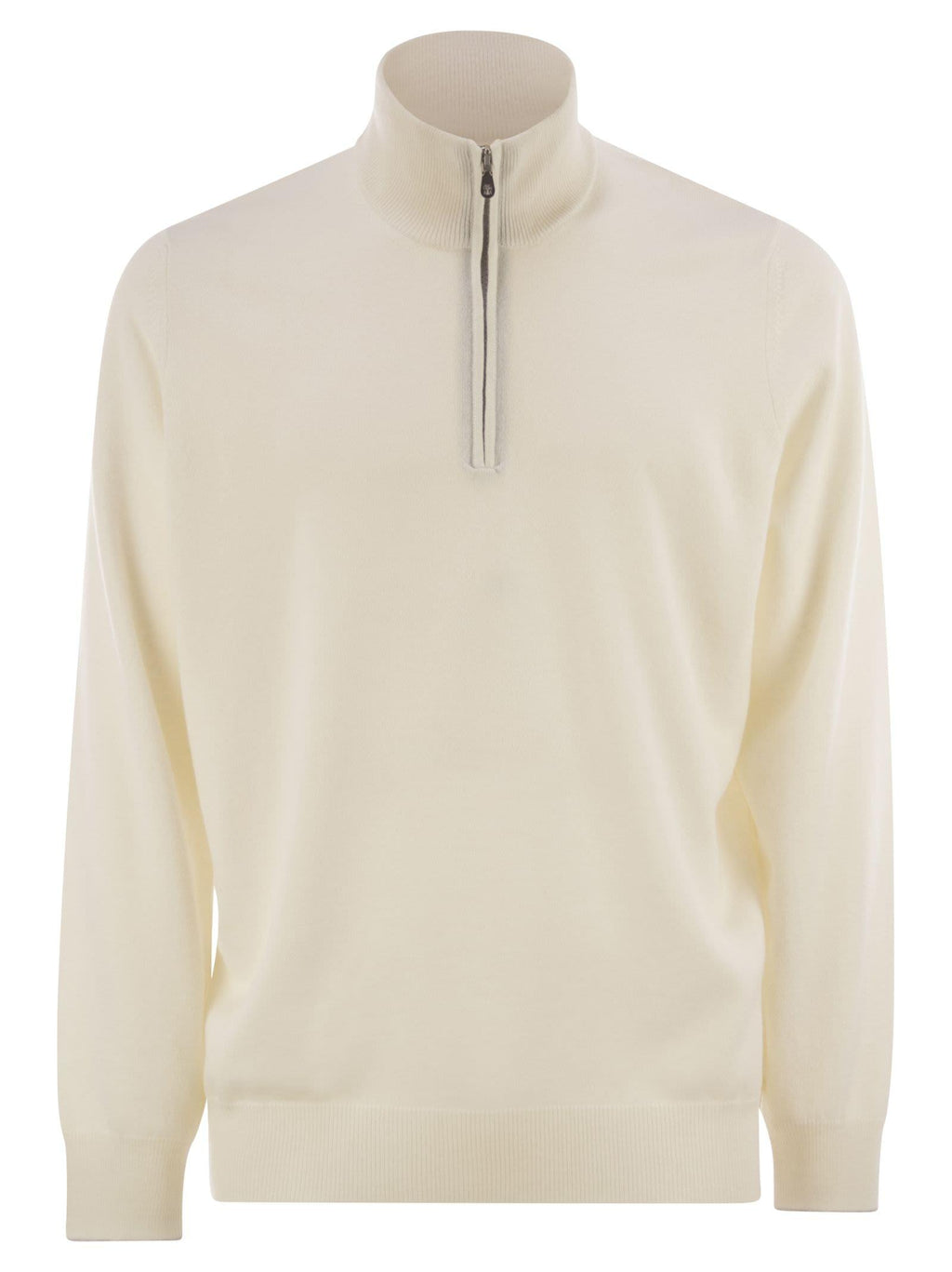Brunello Cucinelli Men High-Necked Cashmere Sweater With Zip Opening