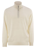 Brunello Cucinelli Men High-Necked Cashmere Sweater With Zip Opening