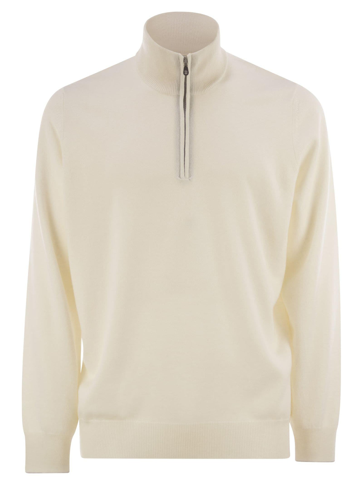 Brunello Cucinelli Men High-Necked Cashmere Sweater With Zip Opening